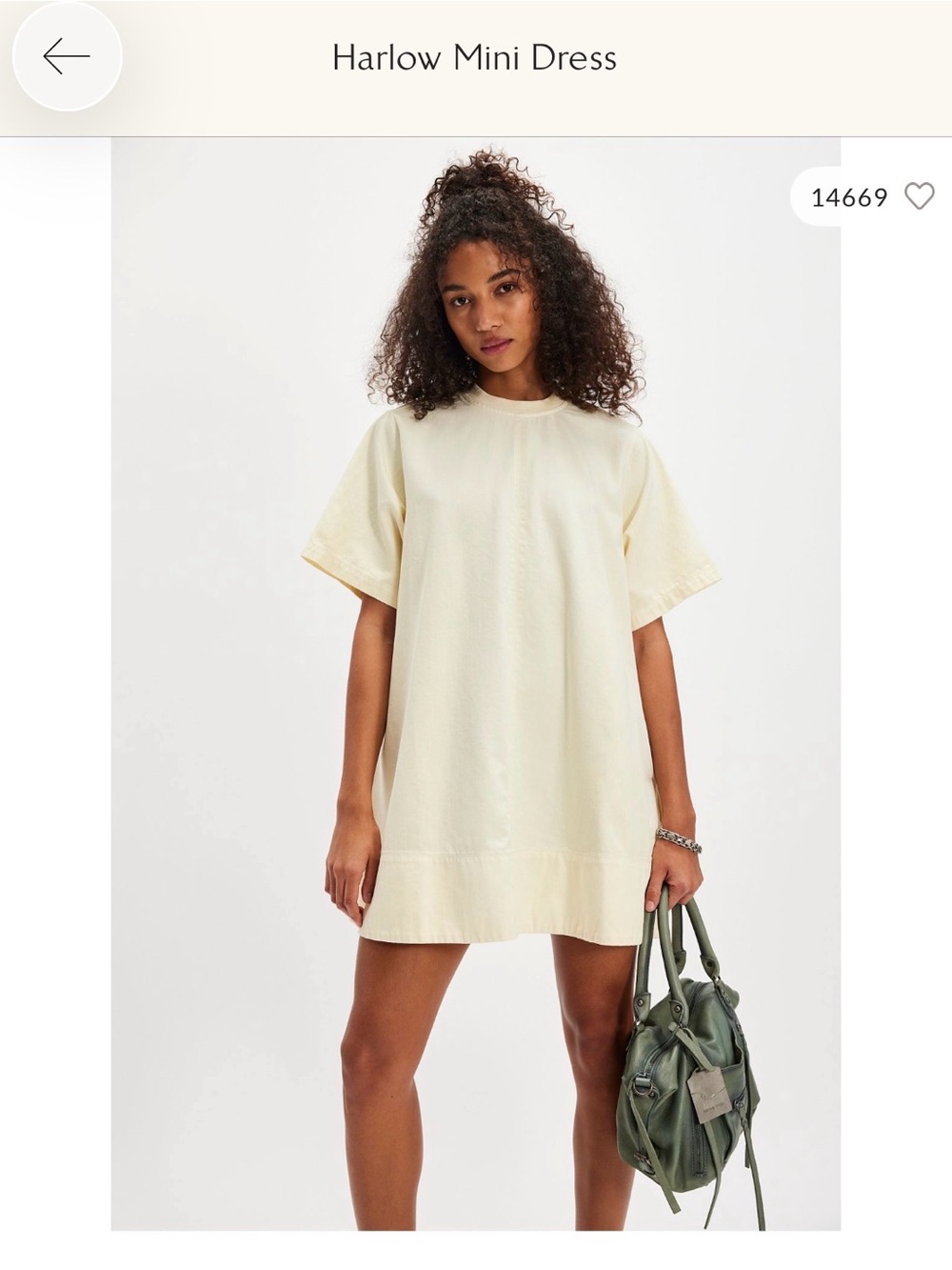 Free People Harlow Mini Dress — Cream Short-Sleeve Shift